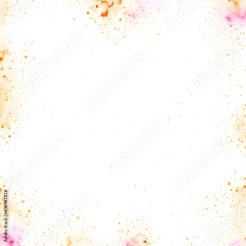 Abstract watercolor background with watercolor splashes on the outer edge