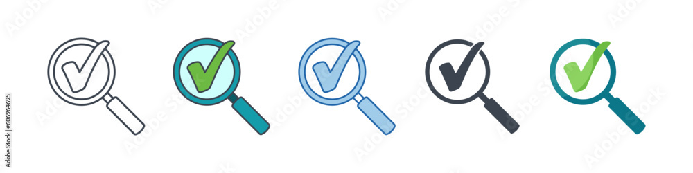 Magnifying Glass and Check Mark icon symbol template for graphic and web design collection logo vector illustration Magnifying Glass and Check Mark icon symbol template for graphic and web design collection logo vector illustration