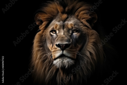 Lion king isolated on black background  Generative AI