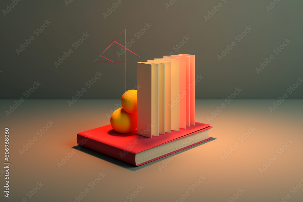Φωτογραφία A minimalist illustration of an abstract book with simple geometric shapes and lines, emphasizing the essence of storytelling and the power of concise expression