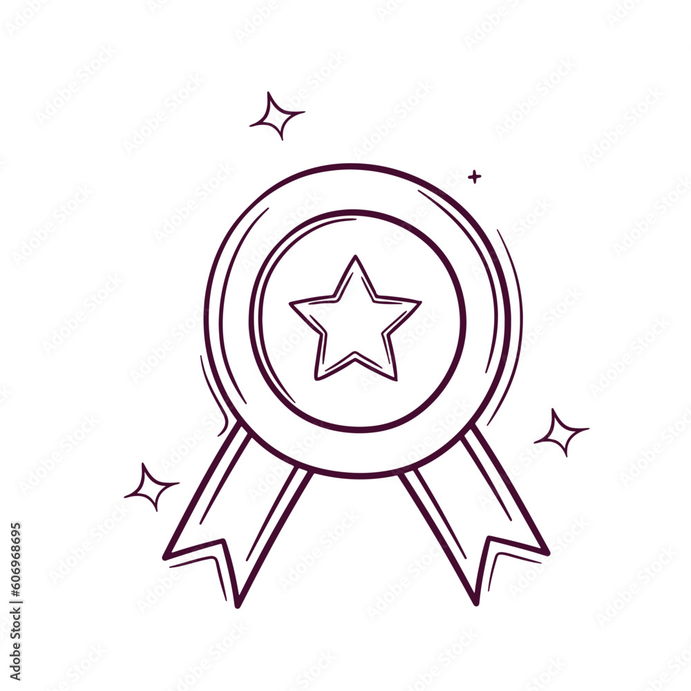 Hand Drawn Champion Medal. Doodle Vector Sketch Illustration Hand Drawn Champion Medal. Doodle Vector Sketch Illustration