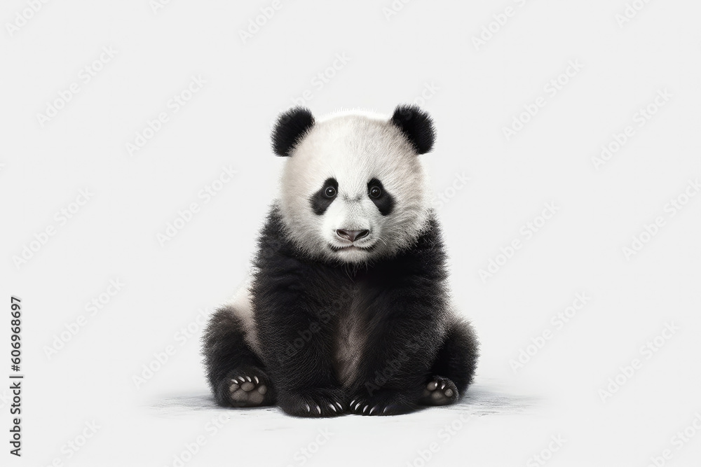 Panda bear face isolated on white background, Generative AI