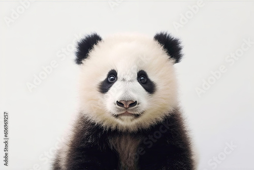 Panda bear face isolated on white background, Generative AI