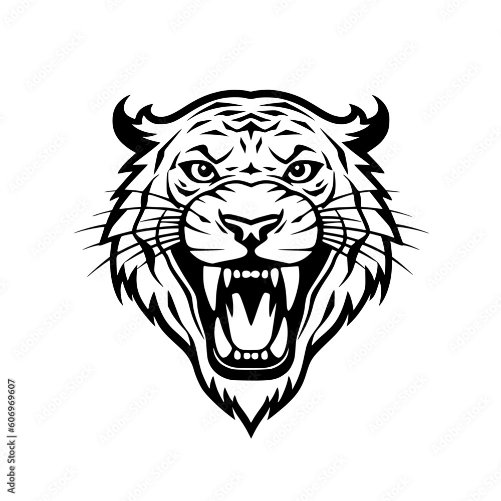 Tiger head vector illustration isolated on transparent background