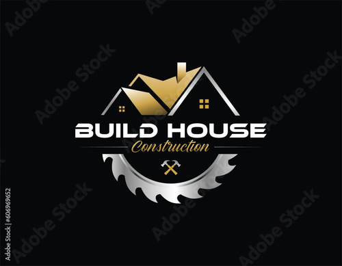 Black Gold Silver Home Builder Business Logo Design Template