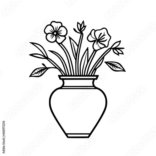 Vase of flowers vector illustration isolated on transparent background