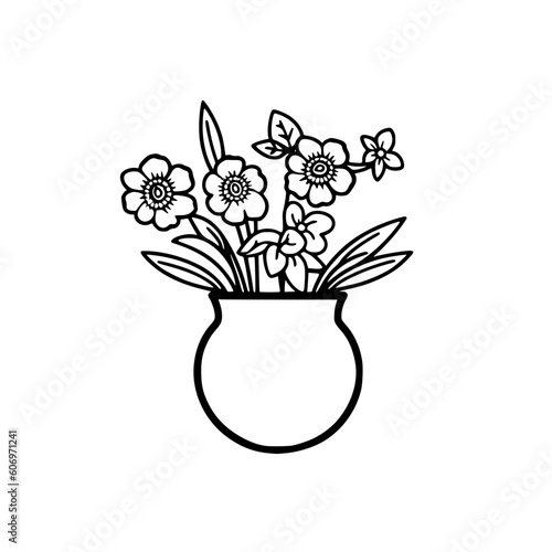 Vase of flowers vector illustration isolated on transparent background