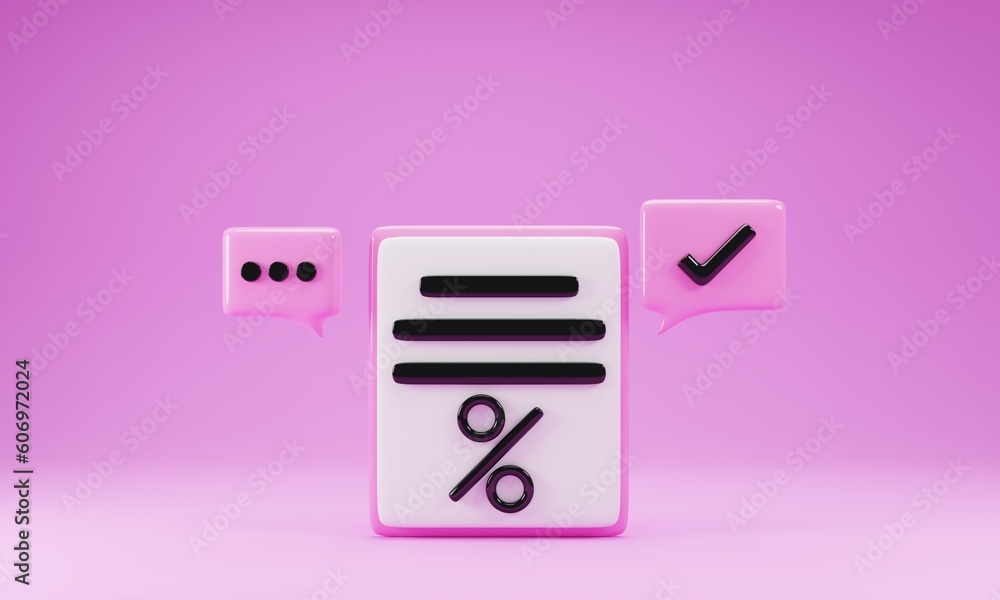 Clipboard icon isolated on pink background. Discount icon concept. 3d rendering illustration Clipboard icon isolated on pink background. Discount icon concept. 3d rendering illustration
