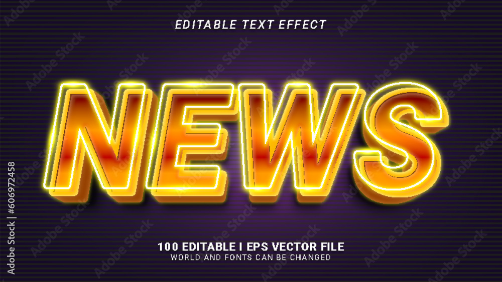 news neon editable text effect