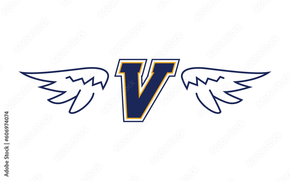 The Angel Wings Vector Logo Illustration. V letter logo design template ...