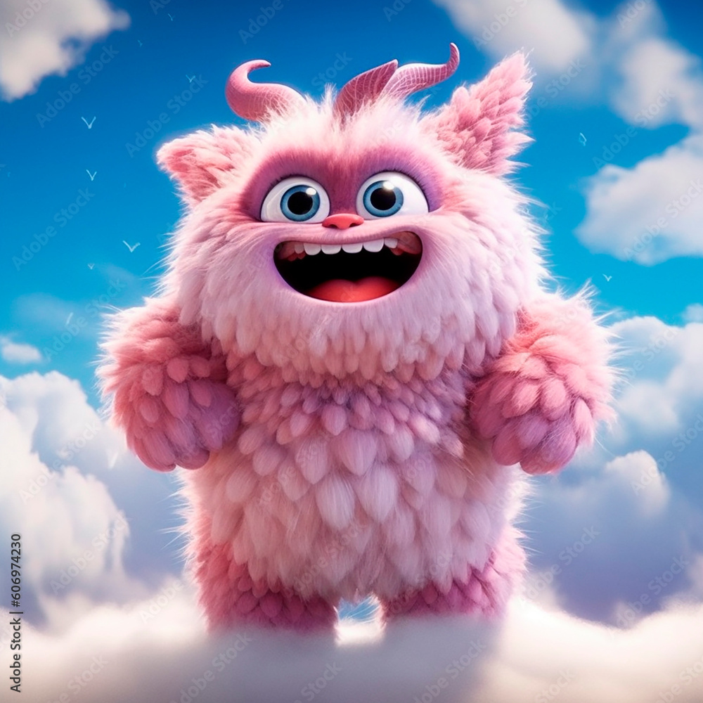 pink monster created with Generative Ai technology pink monster created with Generative Ai technology