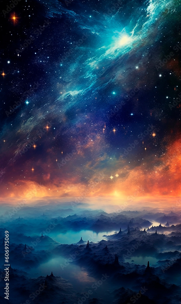 night sky with moon and stars created with Generative Ai technology night sky with moon and stars created with Generative Ai technology