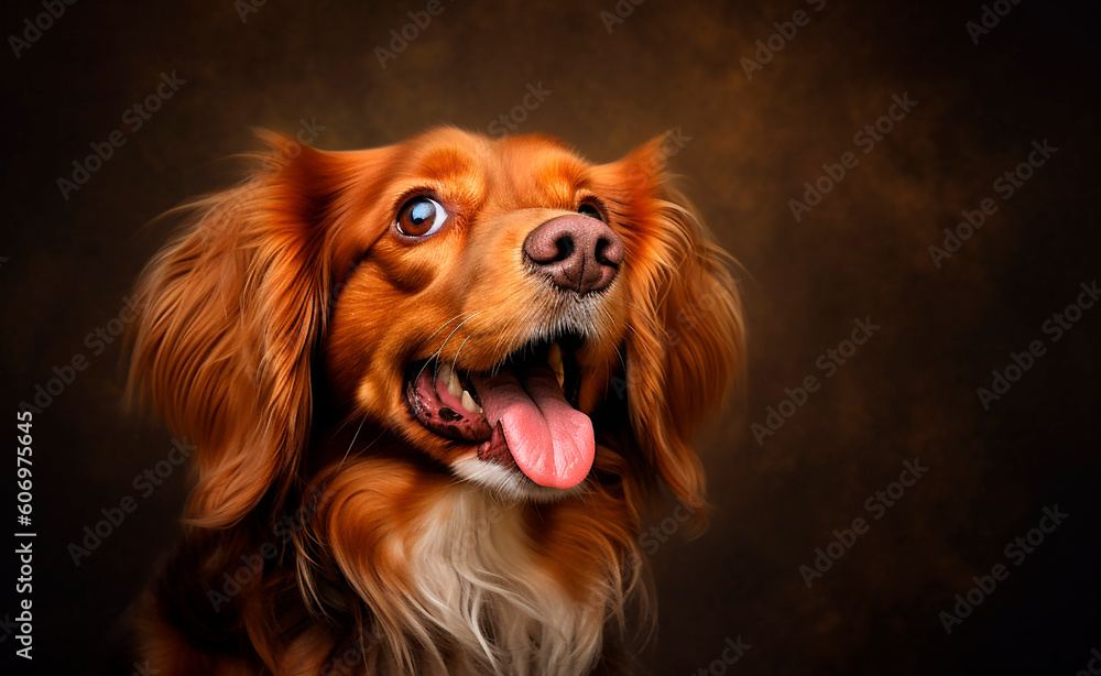 Fototapeta premium portrait of a happy dog with a smile created with Generative Ai technology