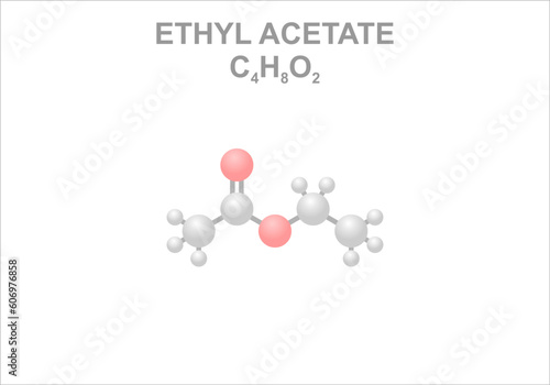Simplified scheme of the ethyl acetate molecule. Use as solvent and diluent. Nail varnish remover component. photo