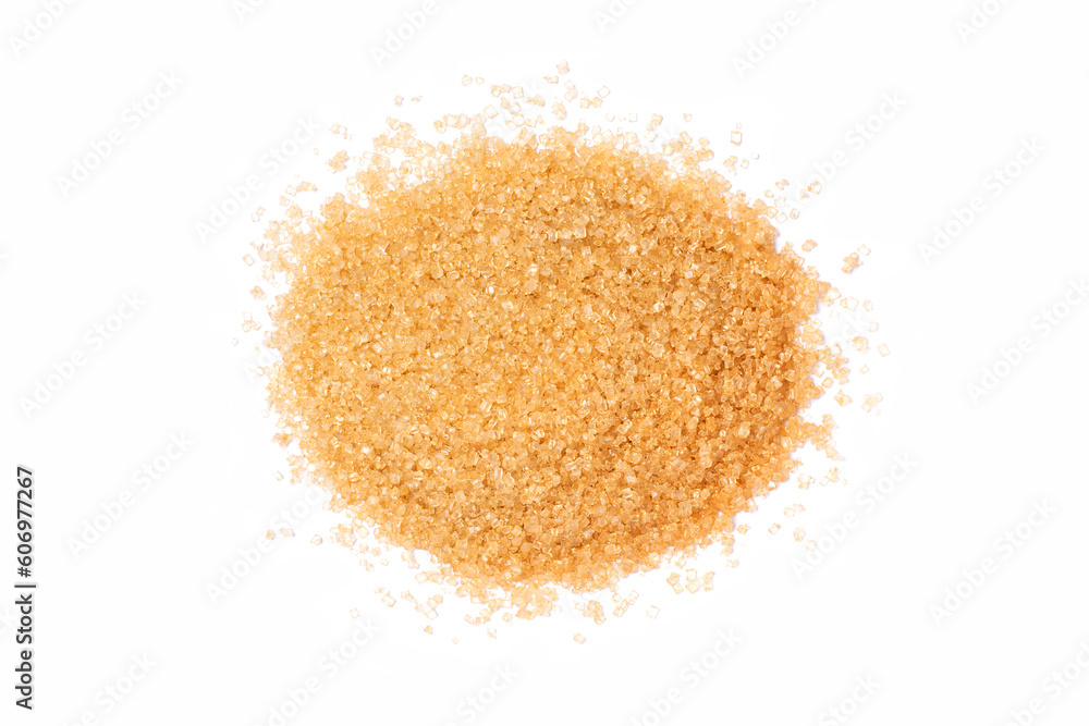brown sugar isolated on white background, top view, flat lay. brown sugar isolated on white background, top view, flat lay.