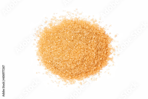 brown sugar isolated on white background, top view, flat lay. 
