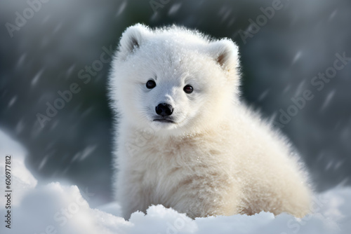 Polar bear cub studio shot, Generative AI © sam