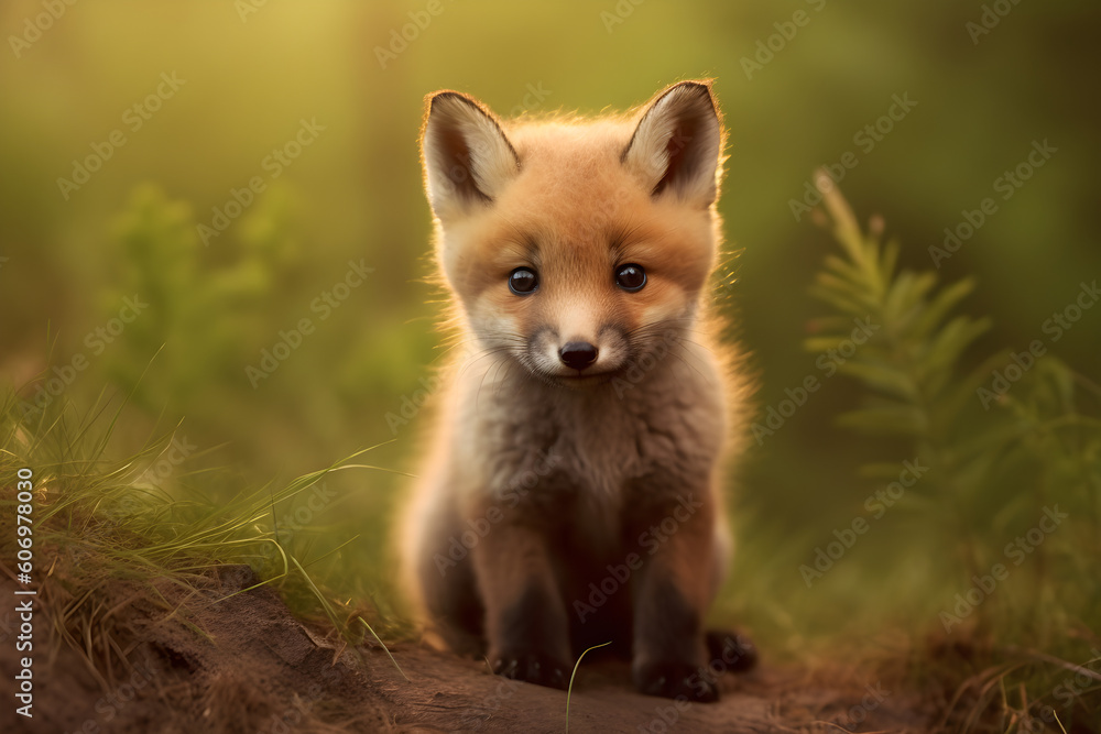 Fox cub in nature park