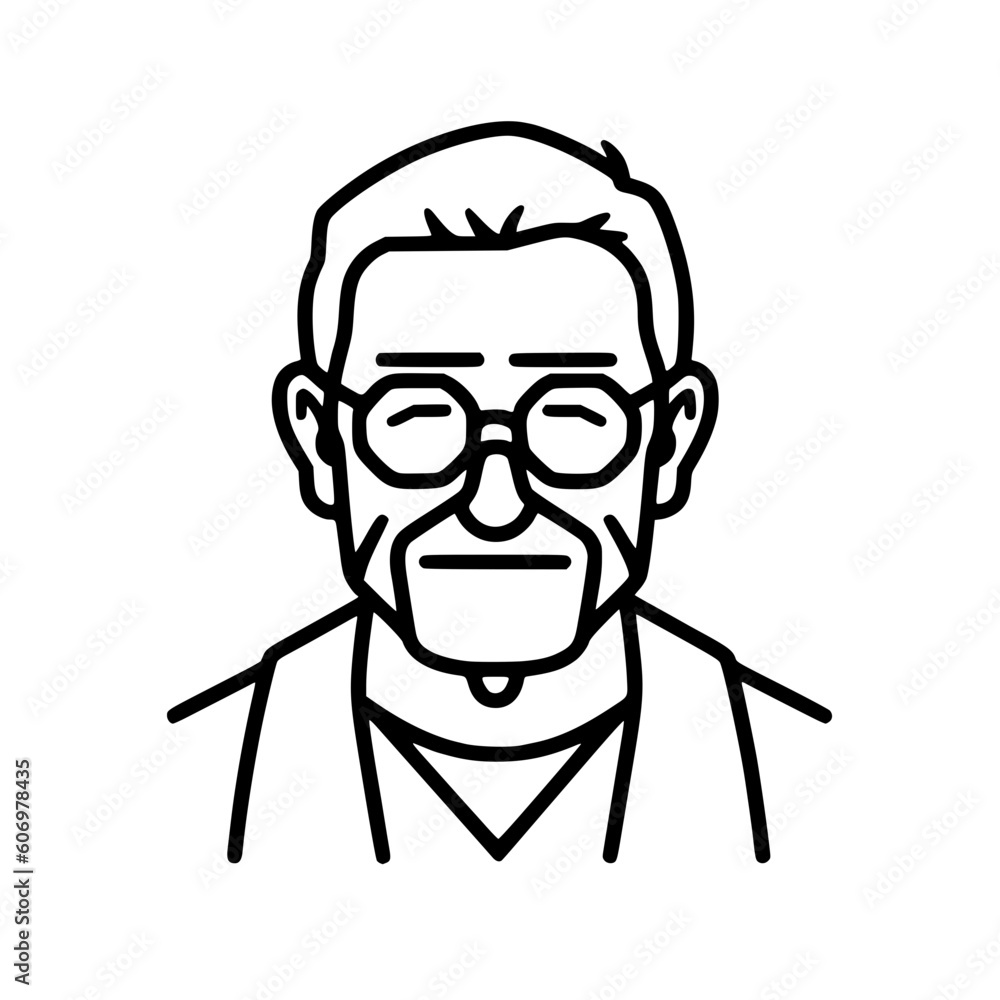 Old man portrait vector illustration isolated on transparent background Old man portrait vector illustration isolated on transparent background