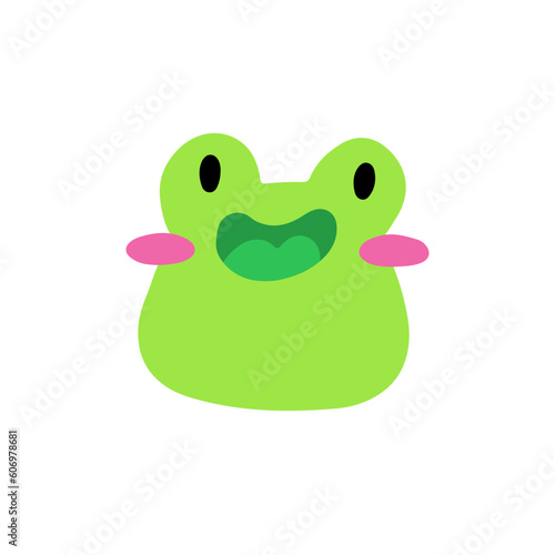 Funny cute frog. Vector children's naive hand-drawn illustration. Isolated on a white background.