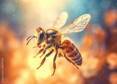 bee on a background bokeh Closeup