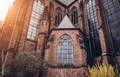 Architectural detail of the olds gothic cathedral in Europe photo