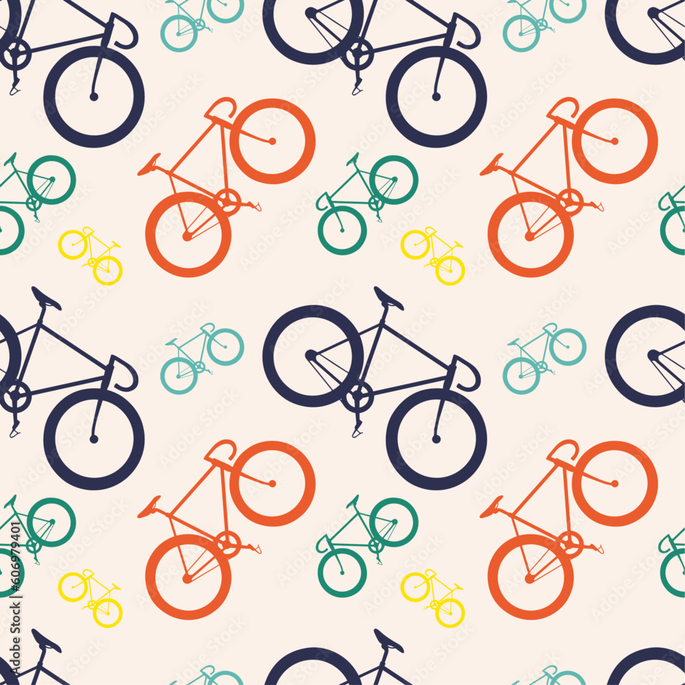 Bicycle seamless pattern vector, Fixed gear bicycle pattern, Seamless pattern with bicycles Bicycle seamless pattern vector, Fixed gear bicycle pattern, Seamless pattern with bicycles