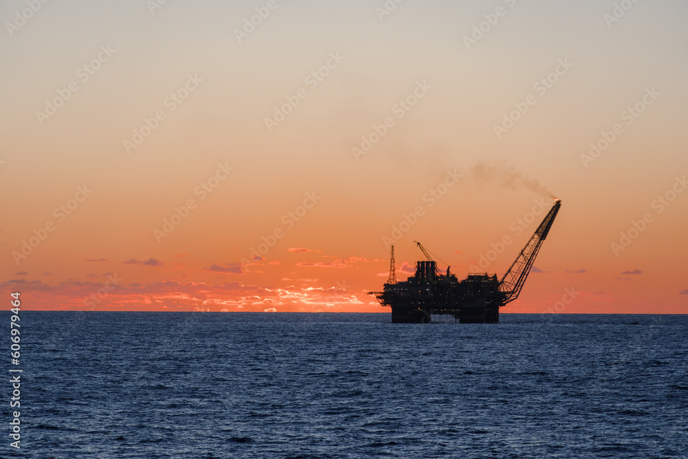 Offshore Rig at Sunset