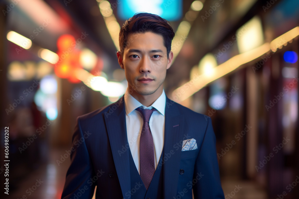 Fototapeta premium 若い男性のビジネスマン：AI生成画像