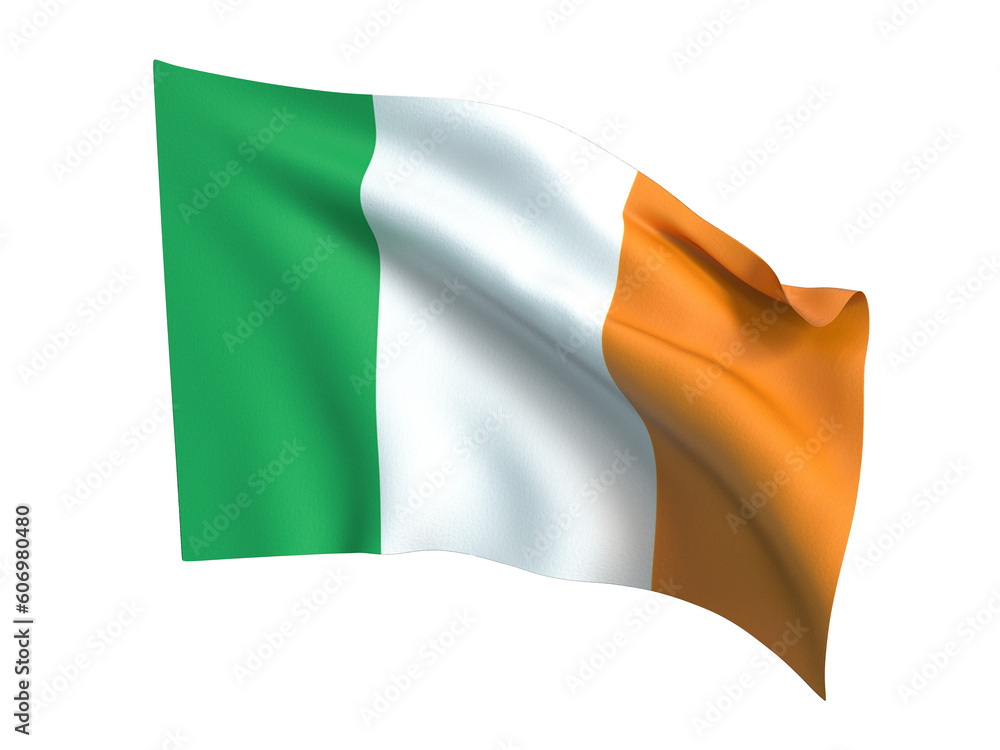 Ireland flag waving on isolated .Png transparency Ireland flag waving on isolated .Png transparency