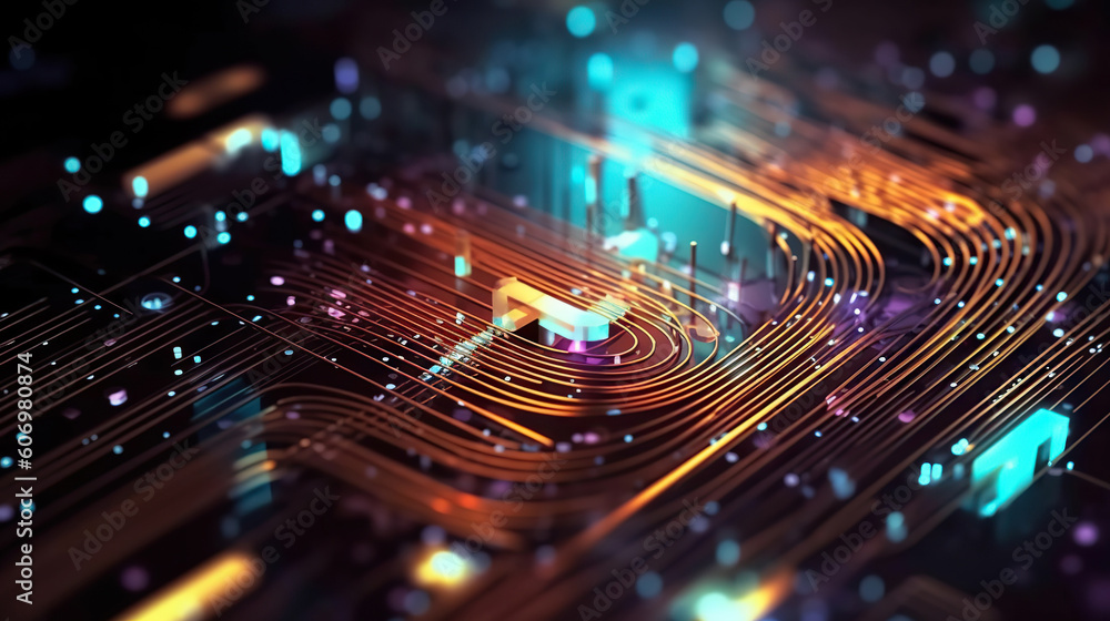 Modern digital abstract 3D background. Can be used in the description of network abilities, technological processes, digital storages, science, education, etc. Copy space. Based on Generative AI Modern digital abstract 3D background. Can be used in the description of network abilities, technological processes, digital storages, science, education, etc. Copy space. Based on Generative AI