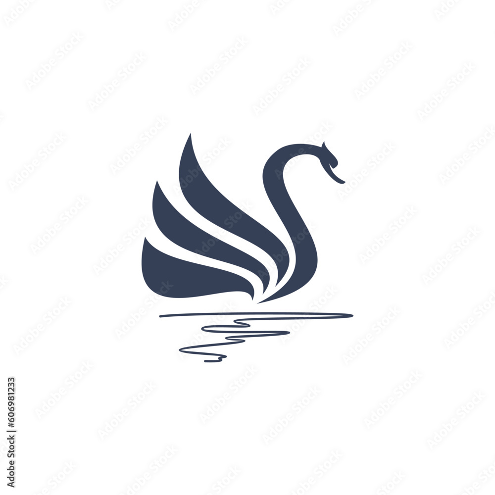 Fototapeta premium Swan logo design template - vector illustration. Swan logo emblem design on a white background. Suitable for your design need, logo, illustration, animation, etc.