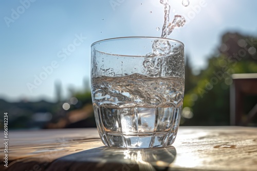 clear shiny glass with fresh drinking water, ai tools generated image