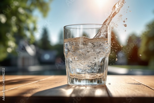 clear shiny glass with fresh drinking water, ai tools generated image