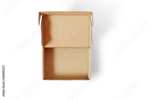 Open empty cardboard box isolated on a white background with clipping path.