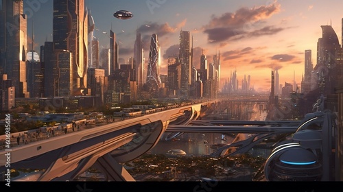 Futuristische Skyline einer Stadt