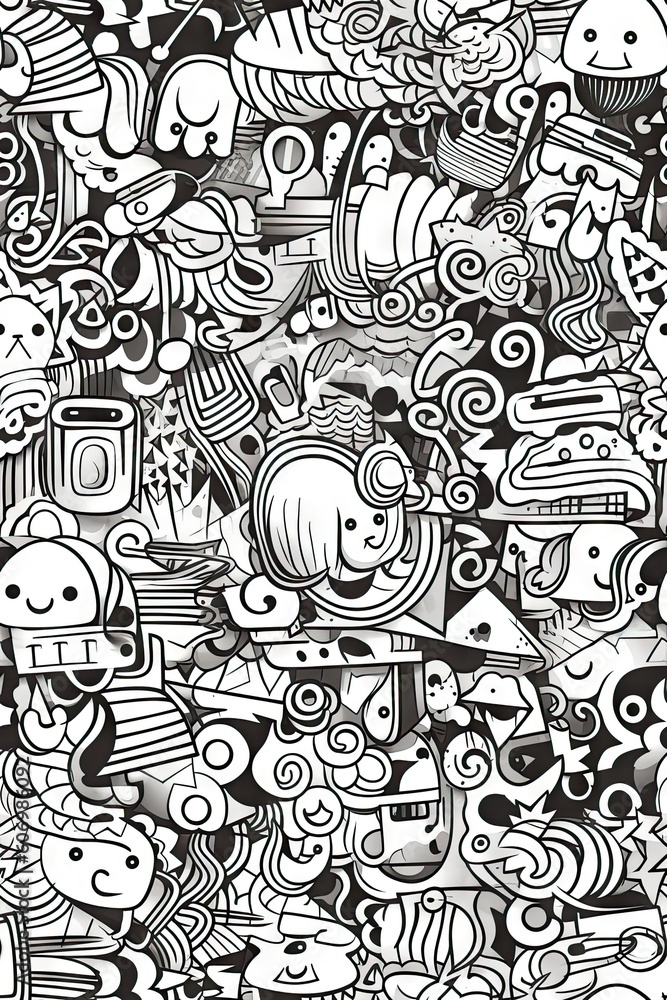 Abstract seamless doodle-styled funny pattern Abstract seamless doodle-styled funny pattern
