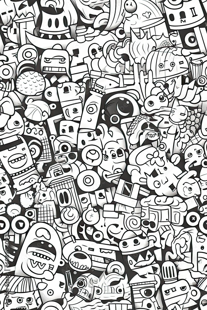 Abstract seamless doodle-styled funny pattern Abstract seamless doodle-styled funny pattern