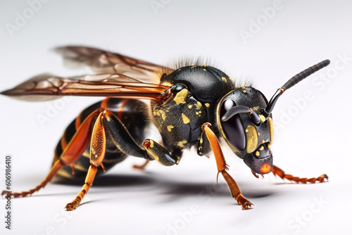 Image of a wasp on a white background. Insect. Animals. Illustration. Generative AI.