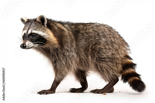Image of raccoon on a white background. wildlife Animal. illustration. Generative AI.