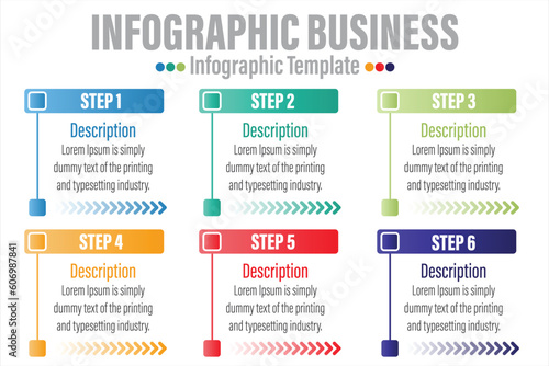 Six 6 Steps of business timeline infographic for data business visualization element background template stock illustration © InfoSoul