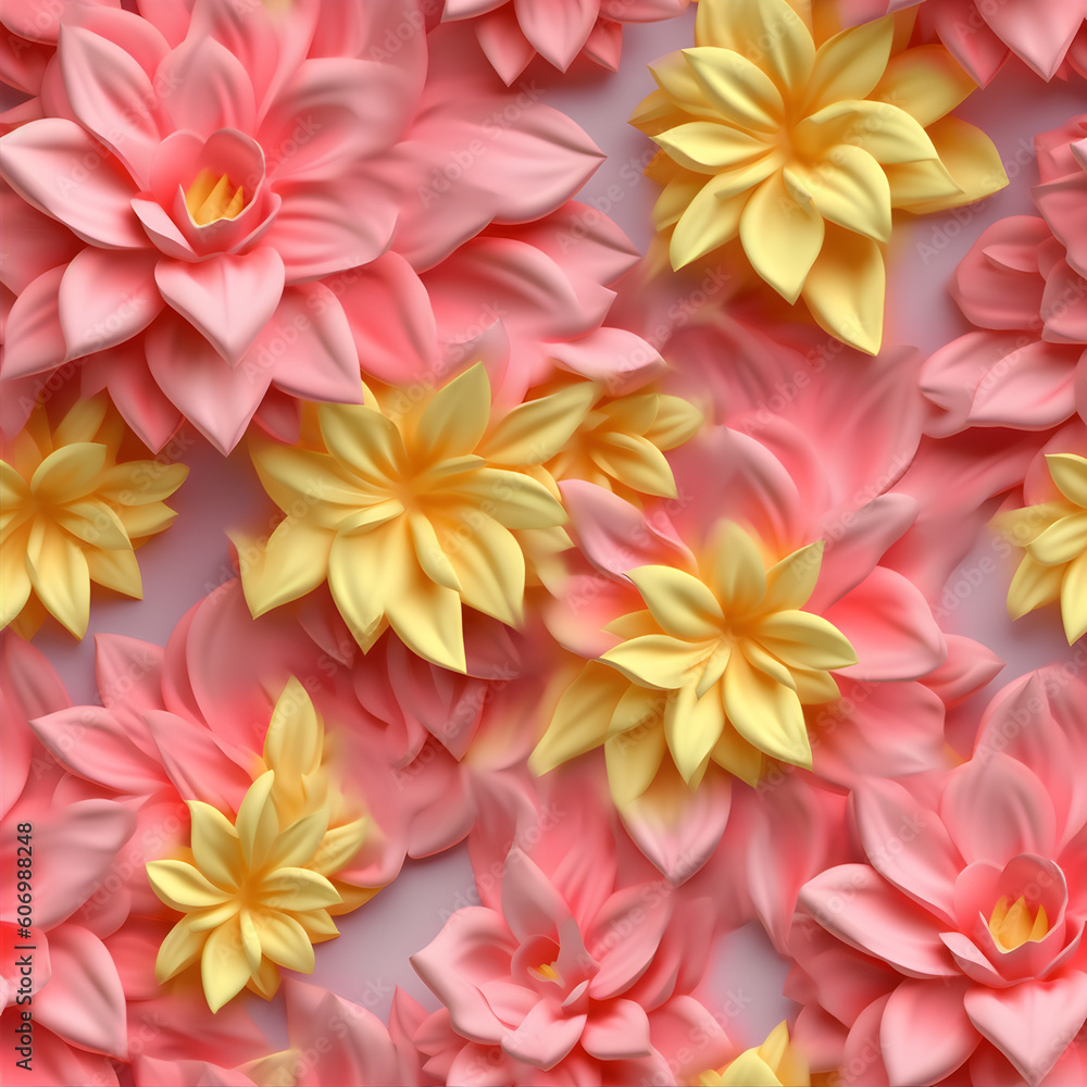 Seamless pattern 3d flowers Seamless pattern 3d flowers