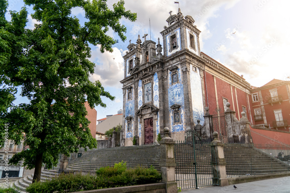 Porto city, Church of Saint Ildefonso, church with blue tile facade (Igreja de Santo Ildefonso), Portugal.