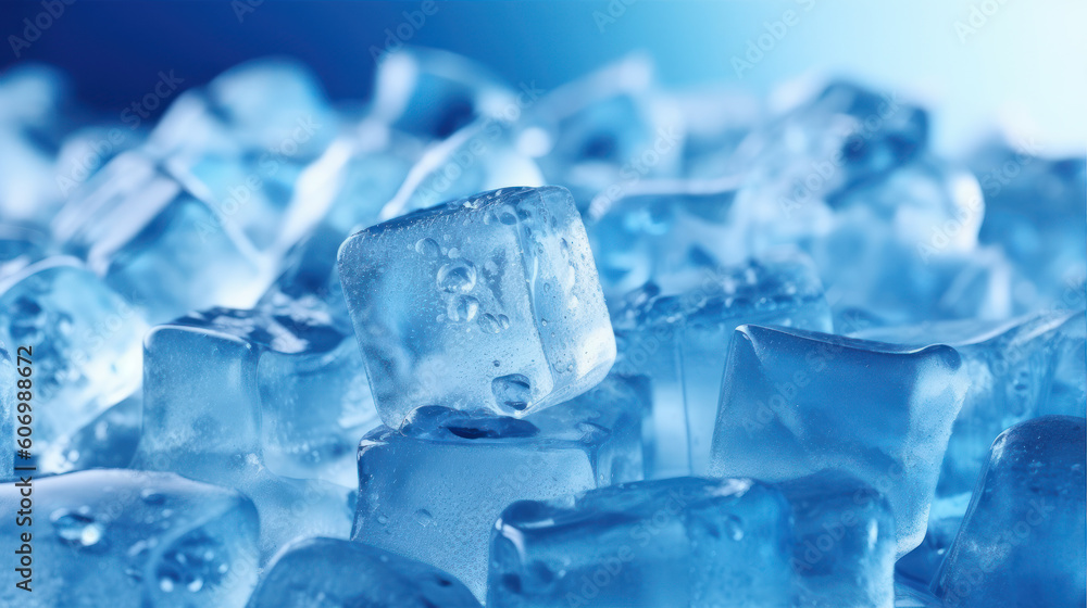 Glacial Symphony: Full Screen Ice Cubes Embracing the White-to-Blue Gradient. Generative AI Glacial Symphony: Full Screen Ice Cubes Embracing the White-to-Blue Gradient. Generative AI