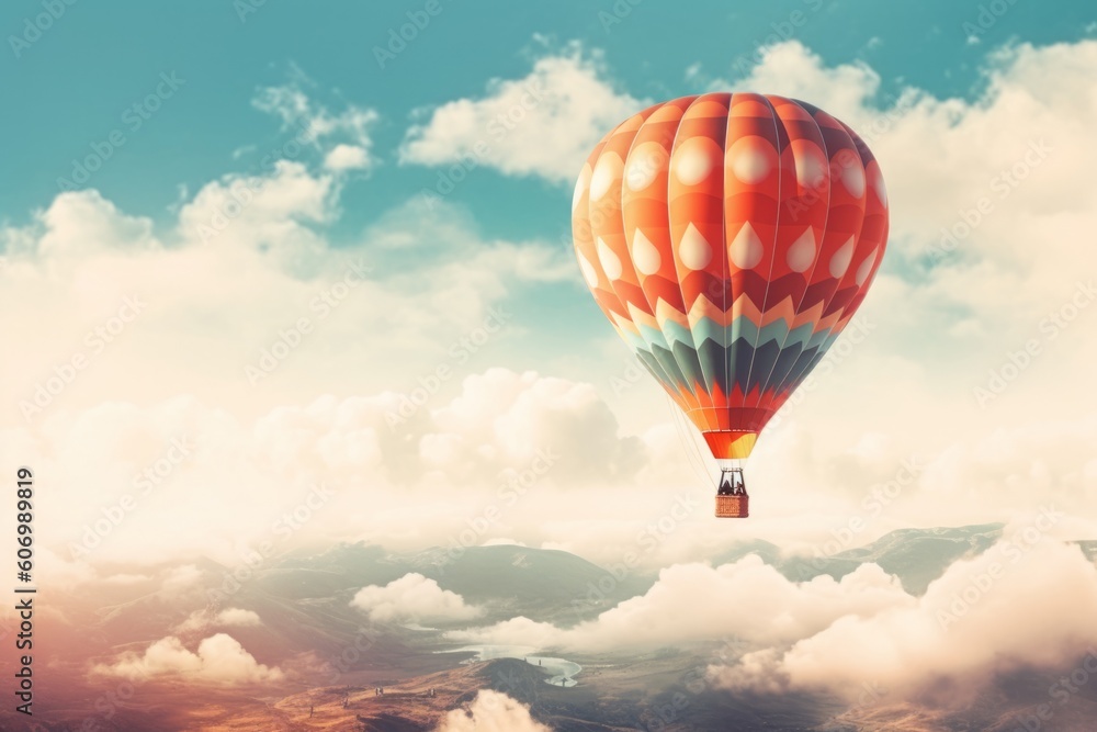 Naklejka premium 空飛ぶ熱気球：AI作品 