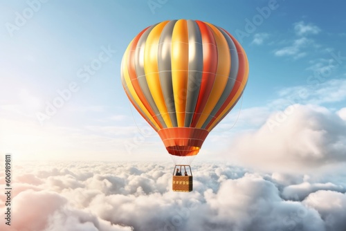 雲の上を飛ぶ熱気球：AI作品
 photo