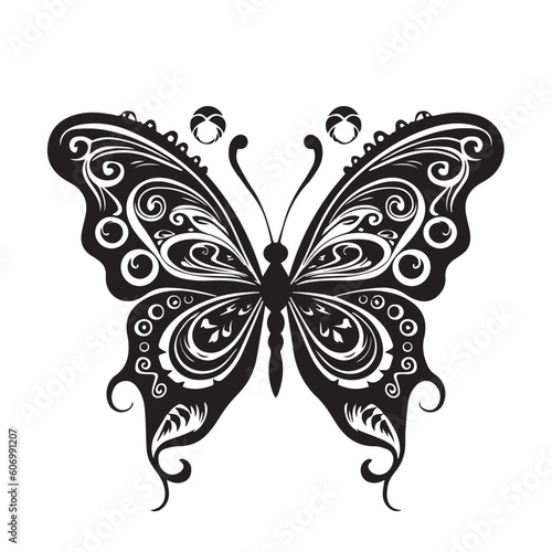 Butterfly continuous line drawing elements set isolated on white background for logo or decorative element. Vector illustration of various insect forms in trendy outline style © Alexey