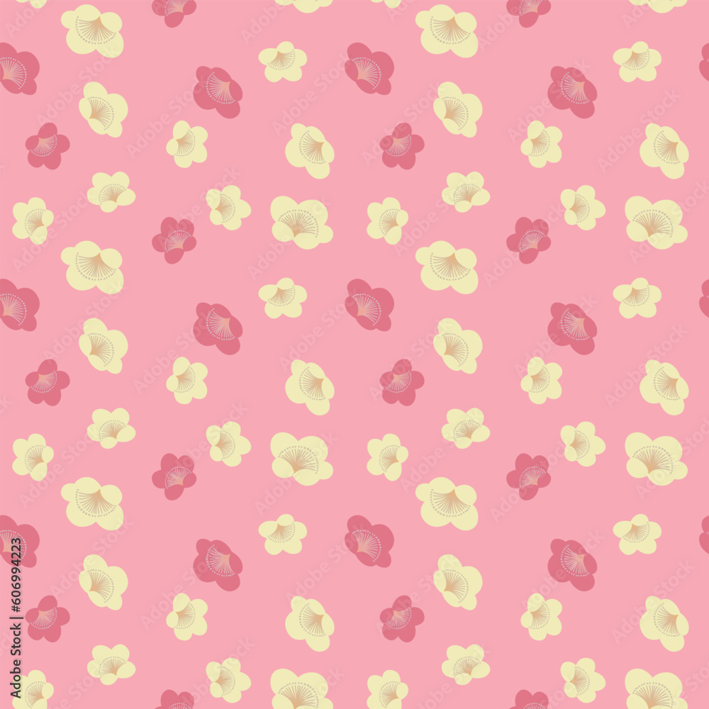 Japanese Pretty Round Flower Vector Seamless Pattern Japanese Pretty Round Flower Vector Seamless Pattern