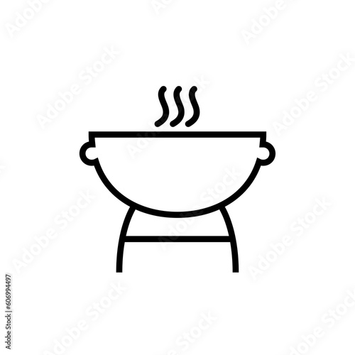 Cooking line icon. Boiling time, frying pan and kitchen equipment. Fork, spoon and knife line icon. Recipe book, chef's hat and cutting board. Cookbooks, frying times, hot pots. Vector