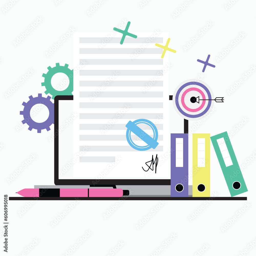 Digital signature on laptop for smart contract, remotely business deal Digital signature on laptop for smart contract, remotely business deal